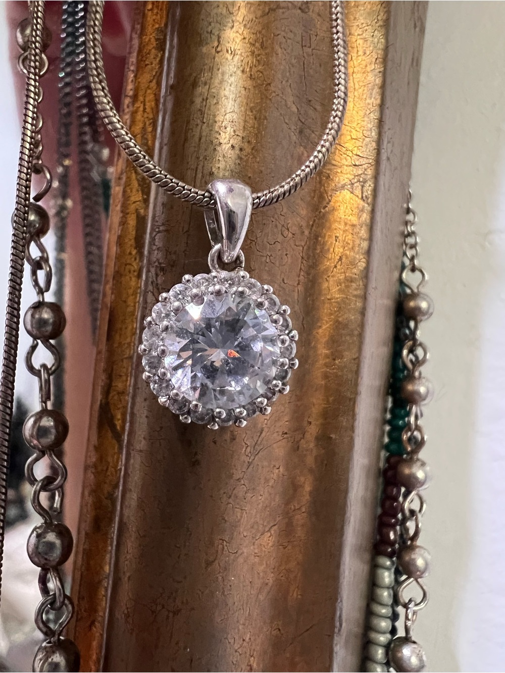 Beautiful vintage Cubic Zirconia Halo Pendant